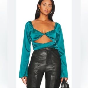 MORE TO COME Cyntia Twist Front
Top in Teal REVOLVE Large New